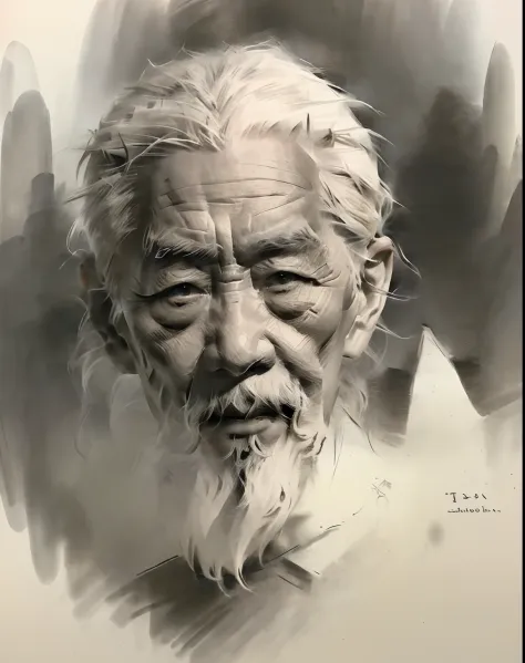 (A high resolution,Best quality,Realistic),(Portrait,Character) 's (Chinese old man:1.1),(Side view:1.1), Around (70 years old:1...