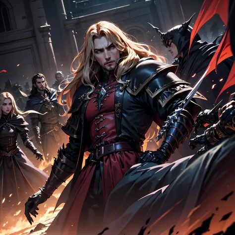 Castlevania Lord of the shadows hyper realistic super detailed Dynamic shot master piece of lord Dracula leading troops army of ...