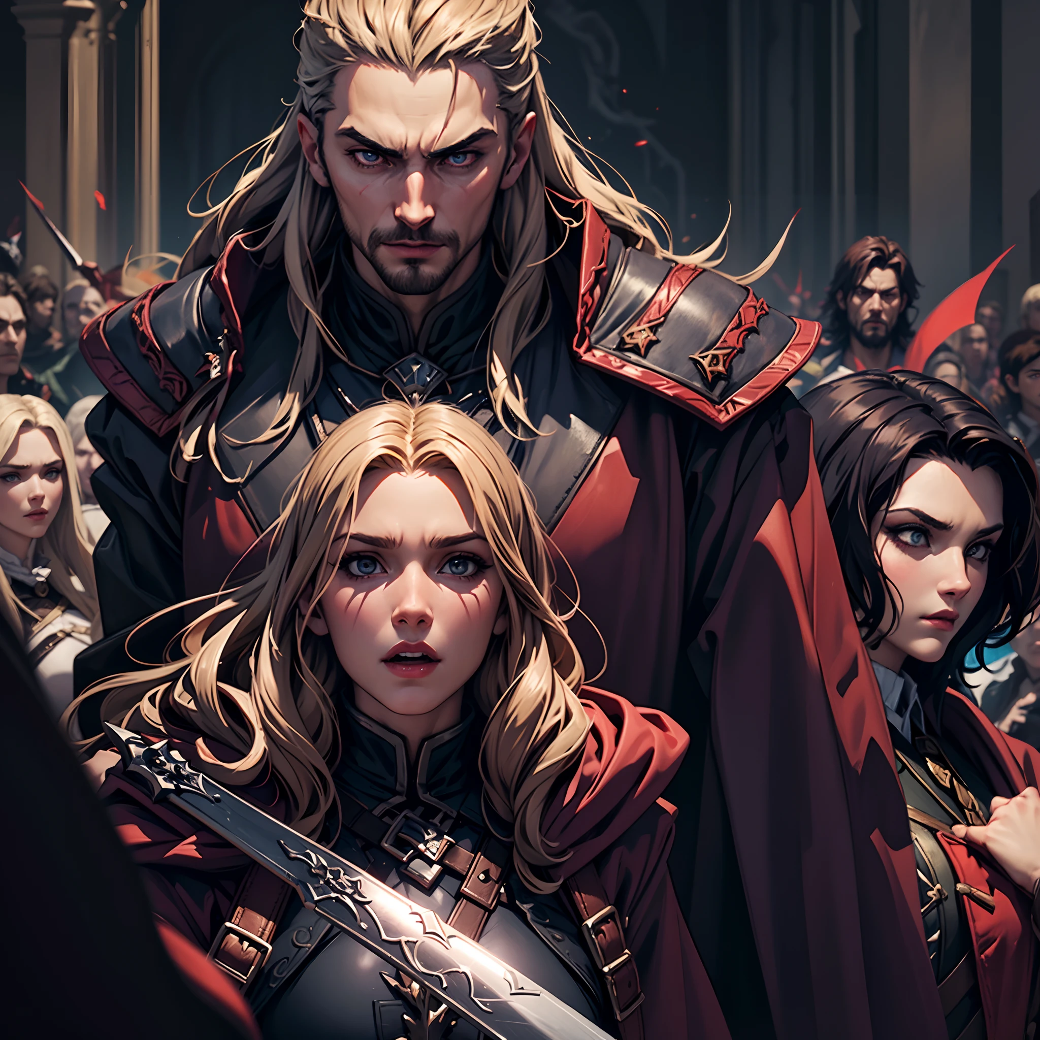 Castlevania Hyper Realistic Shadow Lord Super Detailed Dynamic Shooter Masterpiece of Lord Dracula Leading Troops Army of Demons into Battle Sharp Details Movie Scenes Super Detailed Faces Portrait