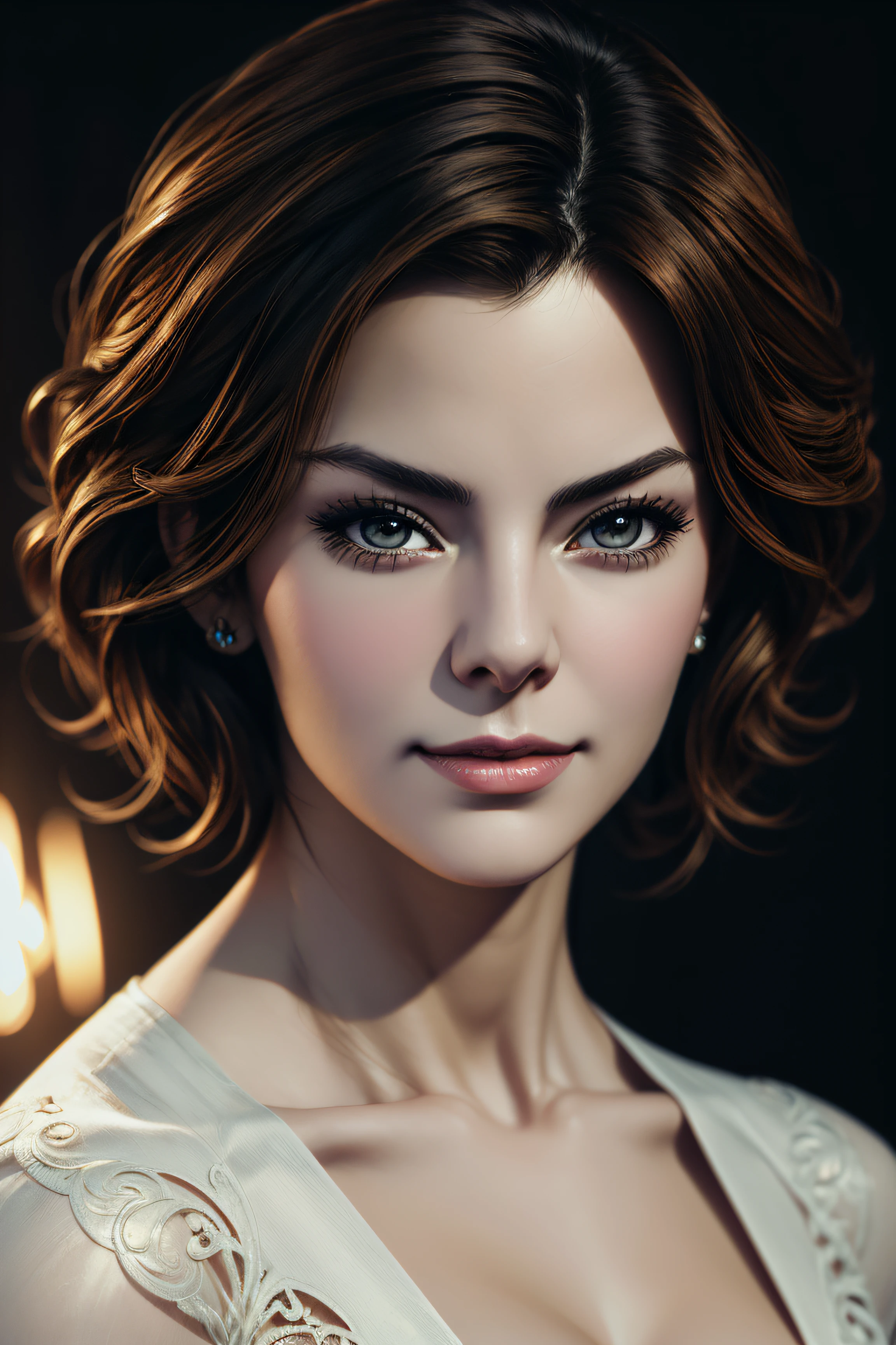 Silvia Navarro, sexy clothes, character portrait, 3 9 9 0 s, short hair, intricate, elegant, highly detailed, digital painting, artstation, concept art, smooth, sharp focus, illustration, art by wlop, charlie bowater and alexandra fomina