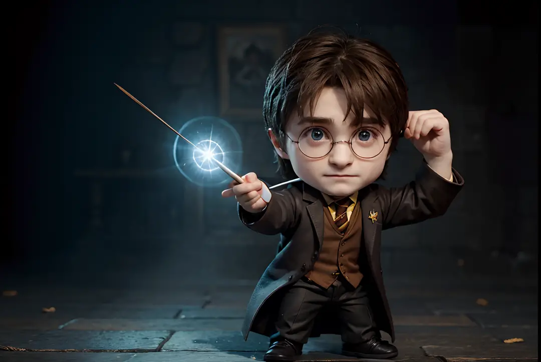 harry potter daniel radcliffe, chibi, casting a spell