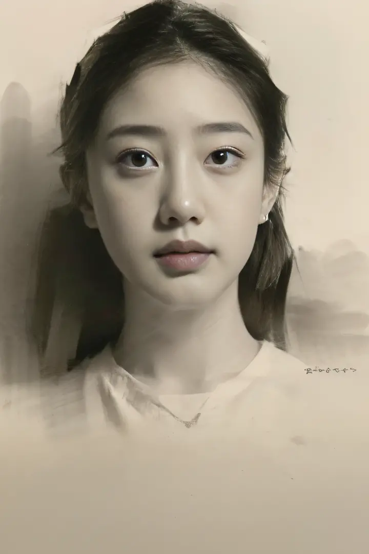 Portrait sketch，1girll，sketching，4K Ultra HD, 超高分辨率, (Photorealistic: 1.4), Best quality，Masterpiece，（pastel colour：1.2）