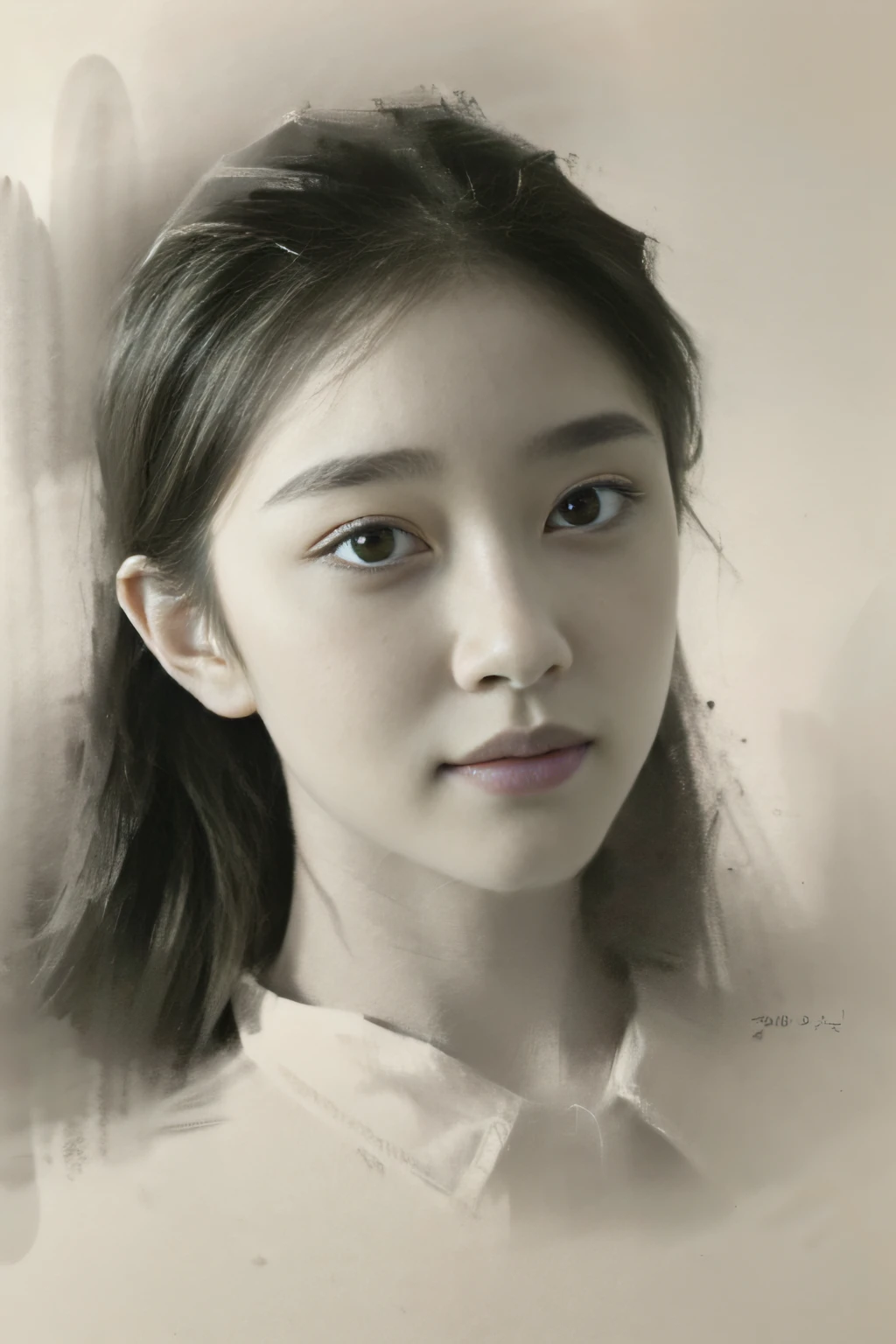 Portrait sketch，1girll，sketching，4K Ultra HD, Ultra-high resolution, (Photorealistic: 1.4), Best quality，Masterpiece，（pastel colour：1.2）