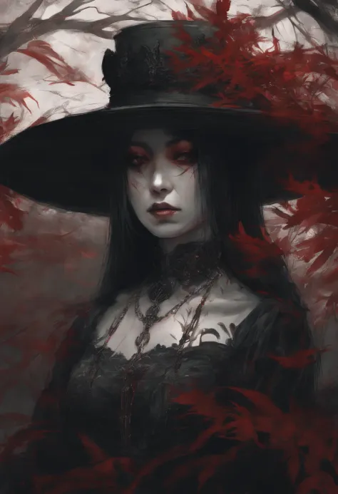 painting of a woman with a hat with red leaves on it, an anime drawing by Kamisaka Sekka, pixiv contest winner, ukiyo-e, artwork in the style of guweiz, guweiz masterpiece, guweiz on pixiv artstation, guweiz on artstation pixiv, anime art wallpaper 4k