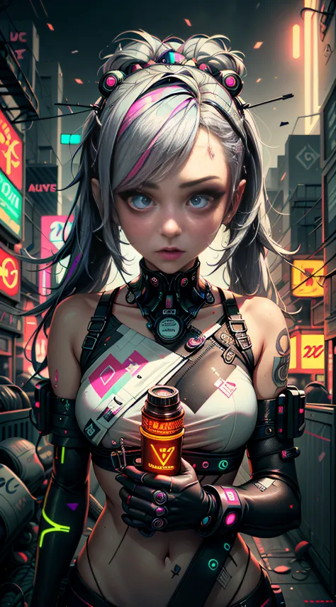 Neon kaleidoscope cyberpunk girl