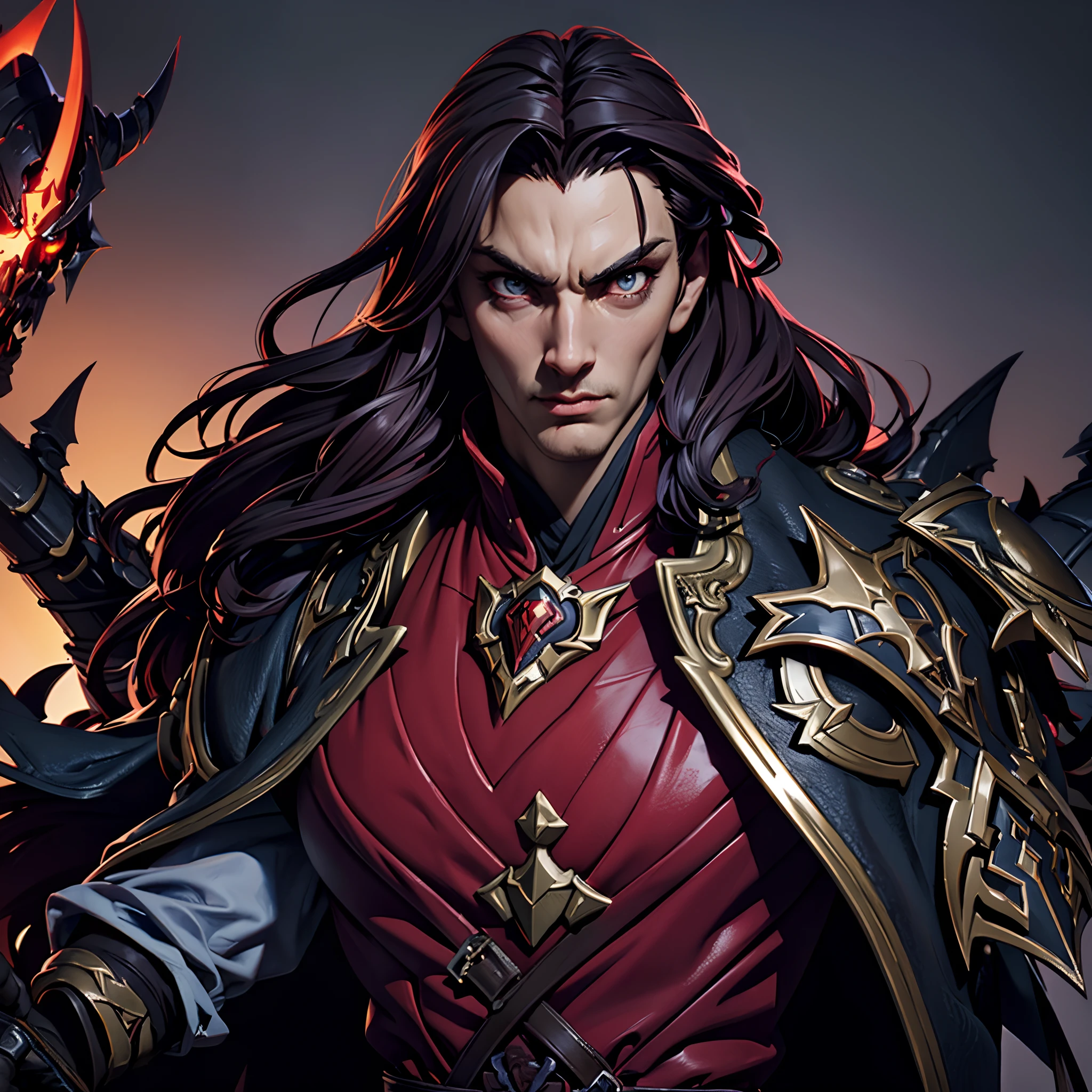 Castlevania Hyper Realistic Shadow Lord เกมยิงแบบไดนามิกที่มีรายละเอียดสุดยอด ผลงานชิ้นเอกของ Lord Dracula กองทหารชั้นนำ กองทัพปีศาจในสนามรบ รายละเอียดที่คมชัด ฉากในภาพยนตร์ ใบหน้าที่รายละเอียดสุดยอด ภาพบุคคล