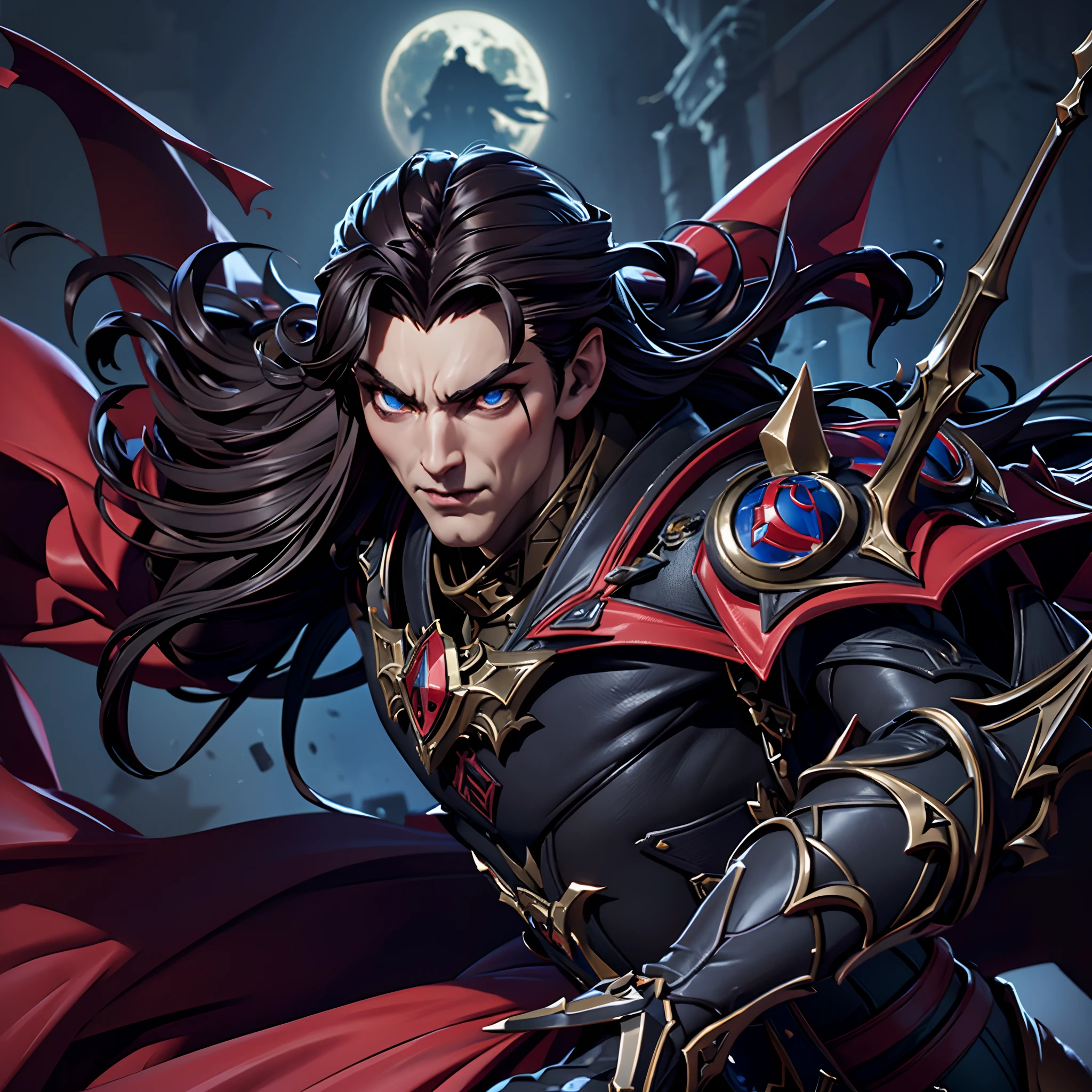 Castlevania Hiper-realista Shadow Lord Super detalhado Atirador dinâmico A obra-prima do Lord Drácula Liderando tropas Exército de demônios em batalha Detalhes nítidos Cenas de filmes Retrato de rostos super detalhados