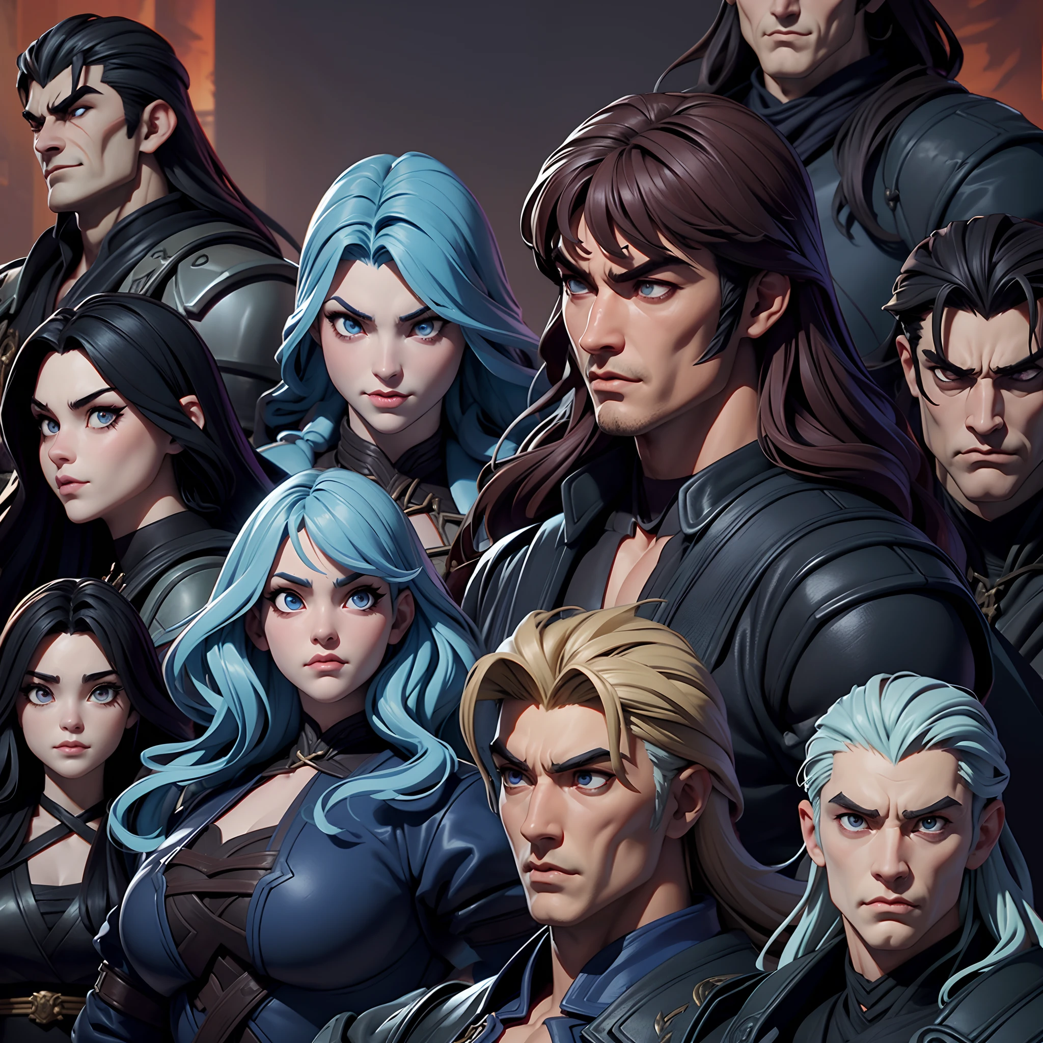 Castlevania Hyperrealistischer Herr der Schatten Superdetailliertes Hokuto no Ken Kenshiro Muskulöser Stil Dynamisches Schießen Lord Draculas Meisterwerk Truppenführung Dämonenarmee in die Schlacht Scharfe Details Filmszenen Superdetaillierte Gesichter Portrait