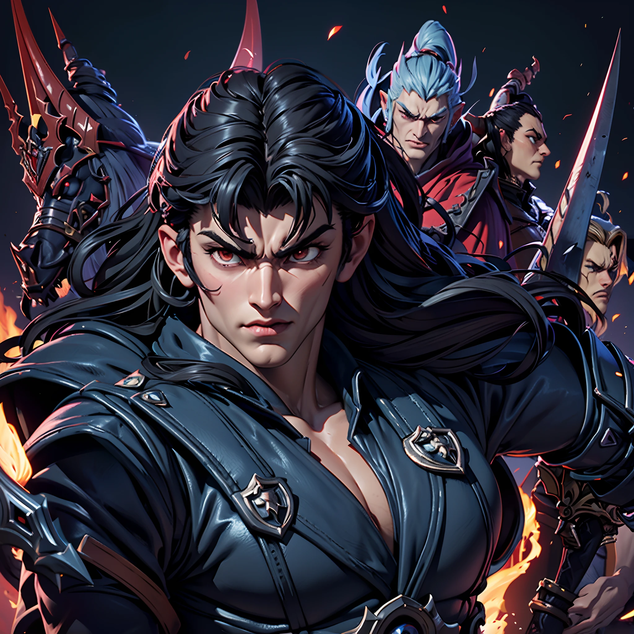 Castlevania Hyper réaliste Seigneur des ombres Super détaillé Hokuto no Ken Kenshiro Style musclé Tir dynamique Le chef-d’œuvre du seigneur Dracula Mener les troupes Armée de démons au combat Détails nets Scènes de film Large environnement de guerre