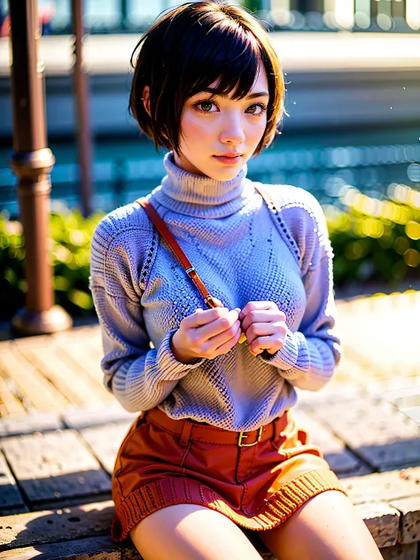 posing for a photo, (pixie_cut short_hair:1.9) good hand,4k, high-res, masterpiece, best quality, head:1.3,((Hasselblad photogra...