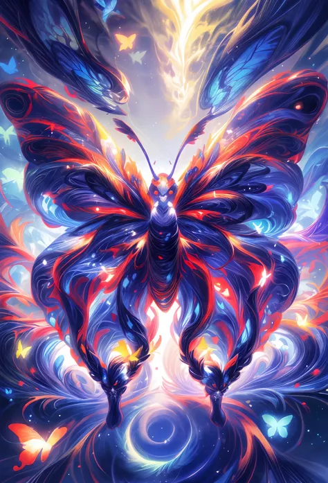 There is a butterfly，Luminescence，Highly detailed, Beautiful digital ...