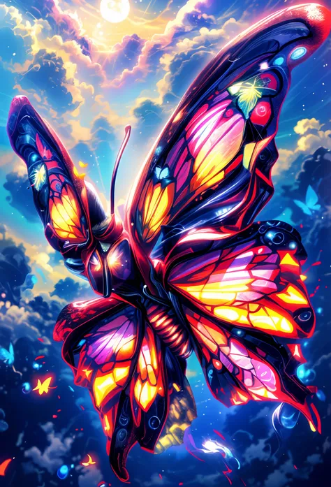 There is a butterfly，Luminescence，Highly detailed, Beautiful digital ...