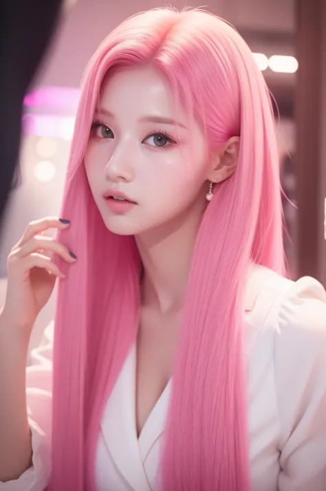 Girl with pink hair， Look into the camera，high quarity , MyidolNabi