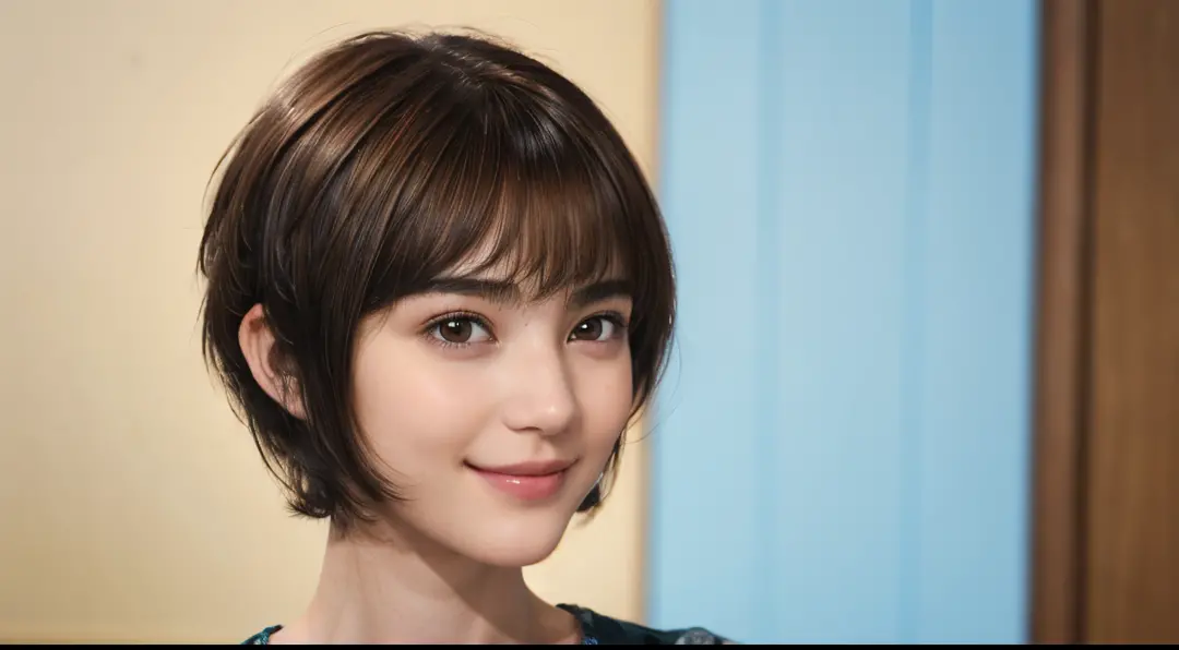 97
(a 20 yo woman,is standing), (a hyper-realistic), (high-level image quality), ((short-hair:1.46)), (hair smooth), (gentle smi...