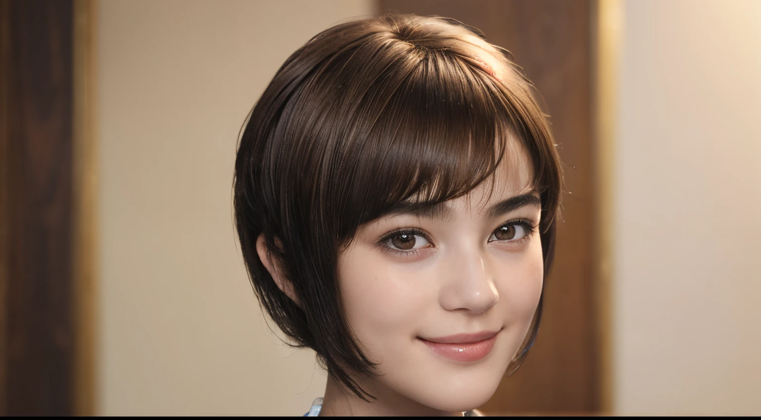 97
(a 20 yo woman,is standing), (A hyper-realistic), (high-level image quality), ((short-hair:1.46)), (Hair smooth), (Gentle smile), (Keep your mouth shut)