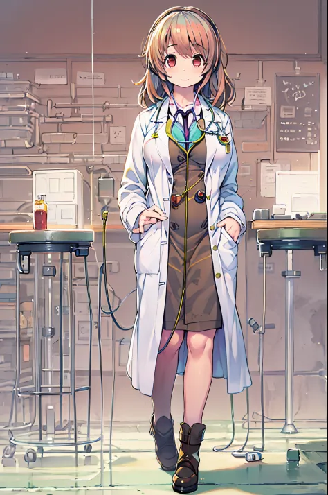 (Best Quality, masutepiece: 1.1), 1 girl、Anime character wearing a white lab coat, Smooth Anime CG Art, with white coat, wearing...