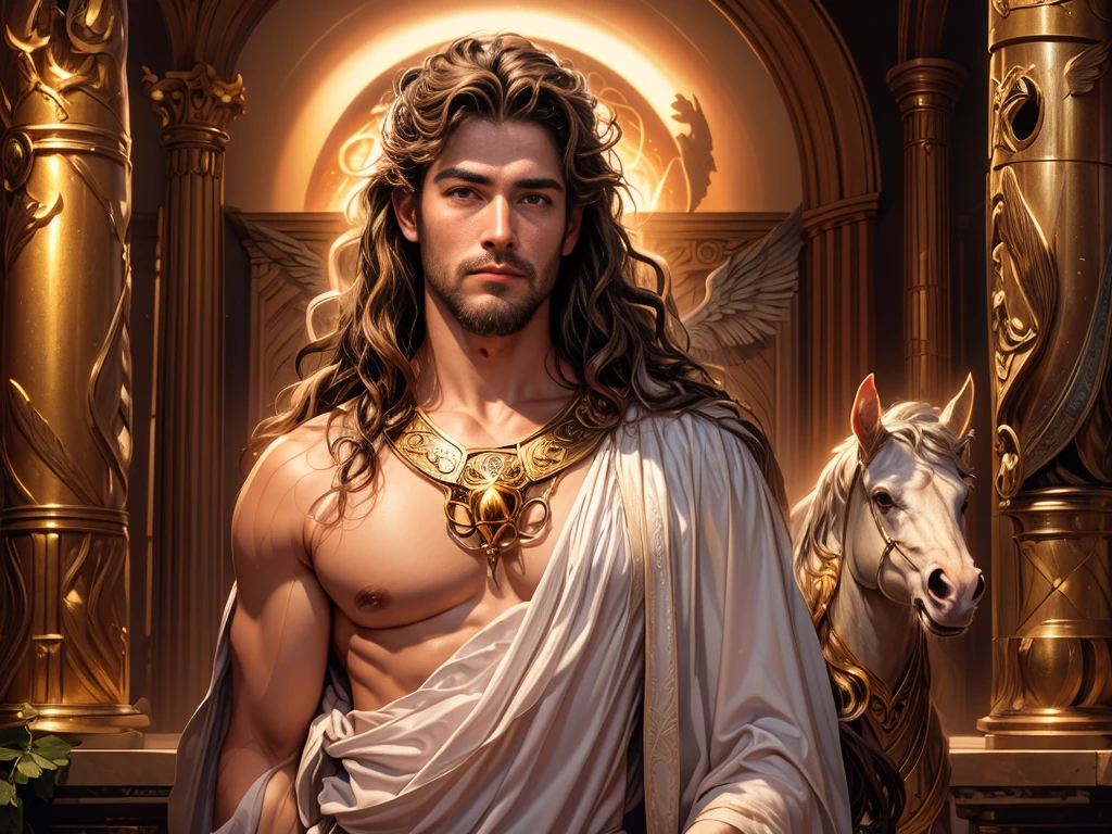 ((1man)), A portrait of a man in high definition, com um cavalo, ((um cavalo), em 8K de um homem anjo de 18 anos, ((  angel with several majestic wings,)), Deus do Mar, Deus do Oceano, Luthien, arte de deus, Deus da mitologia grega, Deus da Lua, Deus do amor e da paz, deus bonito, Mitologia do Deus da Terra, o deus Eros, Um retrato impressionante de um deus, Frank Kelly Freas, Estilo Karol Bak, ((beautiful face)), Ultra Definition, melhor qualidade, 32k ultra | | | | | | | | | | | | | | | | | | | | | | | | | | | | | | , Ultra HD | | | | | | | | | | | | | | | | | | | | | | | | | | | | | |