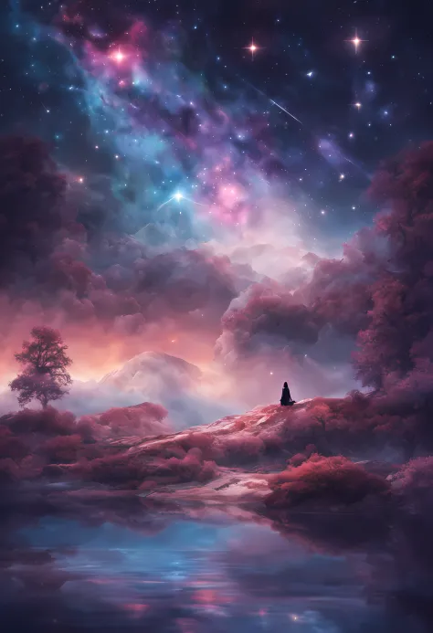 a woman dreaming in a beautiful galaxy,soft and surreal colors,(best quality at best,4k,a high resolution:1.2),ultra - detailed,...