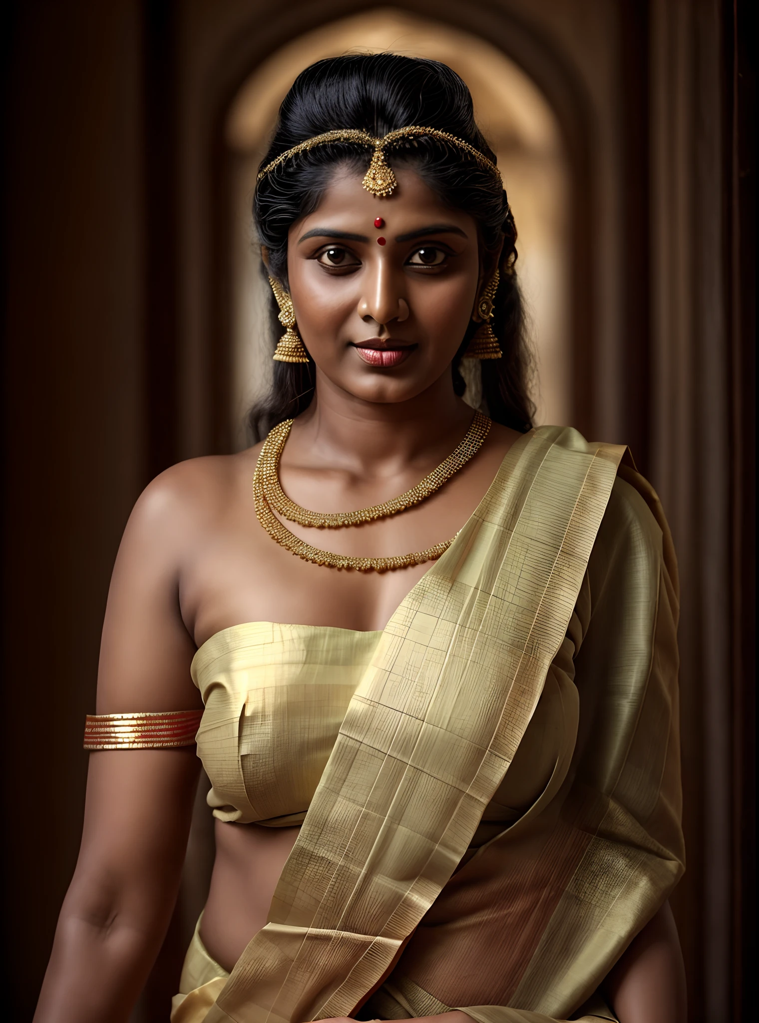 An Extremely gorgeous And beAutiful BengAli villAge womAn, 45 號, pAle white sKin, sensuAl AppeAling body, perfect thicK And chubby BeAuty, weAring sAree bAre-chested, weAring A BengAli-style sAree without A blouse,, ethnic vintAge bengAli villAge womAn, bengAli style sAree, The sAri wAs worn without A blouse And petticoAt before the British RAj, bAring one's chest or being blouseless,  BengAlis A.K.A. Bongs Are Known for their unique BengAli fAshion sense (the wAy they don thAt sAri mAKes you go wow), Pre British RAj, Pre coloniAl erA, BengAli WomAn drAping sAri without blouse is A normAl thing in pre British ErA, bong womAn,