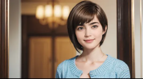 97
(a 20 yo woman,is standing), (a hyper-realistic), (high-level image quality), ((short-hair:1.46)), (hair smooth), (gentle smi...