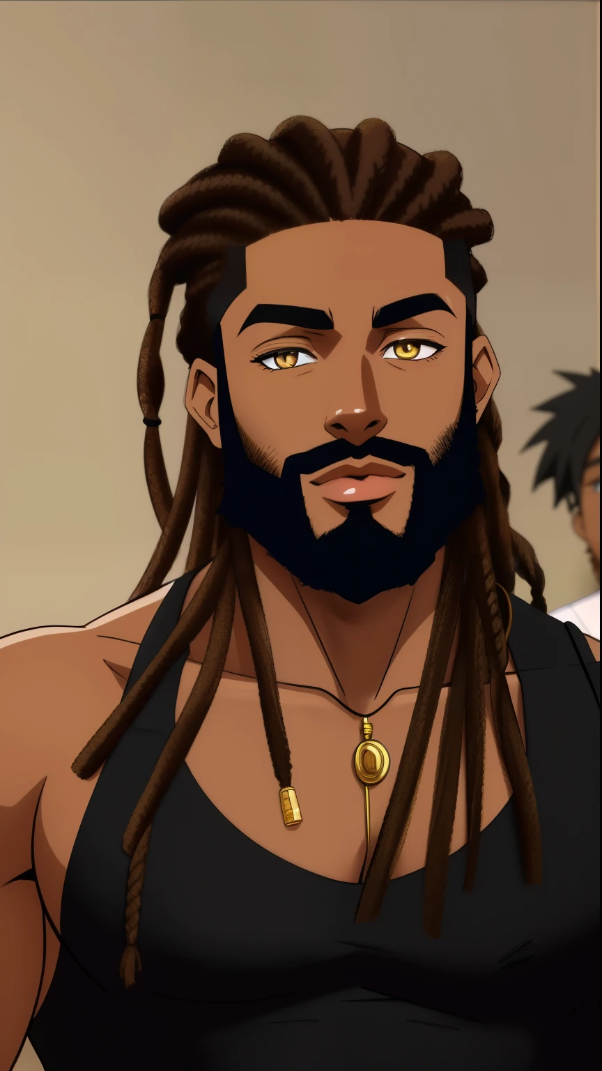 A cartoon of a man with dreadlocks and a beard - SeaArt AI