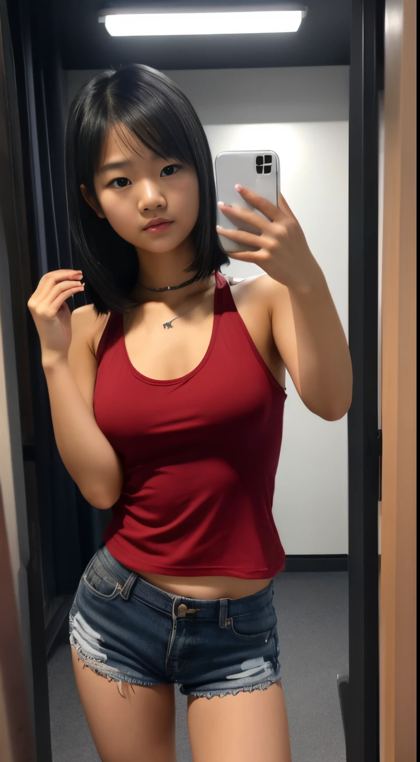 Arafed asian woman taking a selfie in a mirror - SeaArt AI