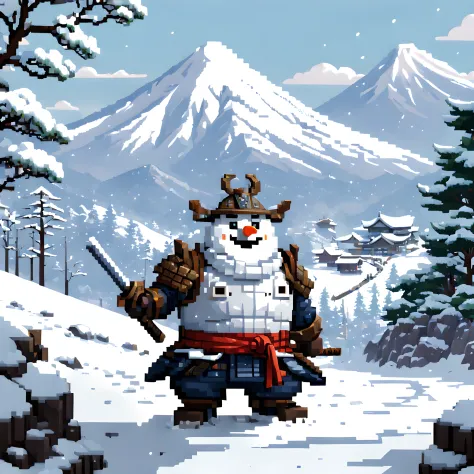(Snowman:1.5),(Pixel art:1.5), (pixel theme:1.5), (fantasy:1.5), (Japanese game character:1.5), (Toshiro Mifune:1.5), (Japanese ...