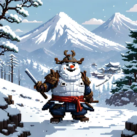 (snowman:1.5),(pixel art:1.5), (pixel theme:1.5), (fantasy:1.5), (japanese game character:1.5), (toshiro mifune:1.5), (japanese ...