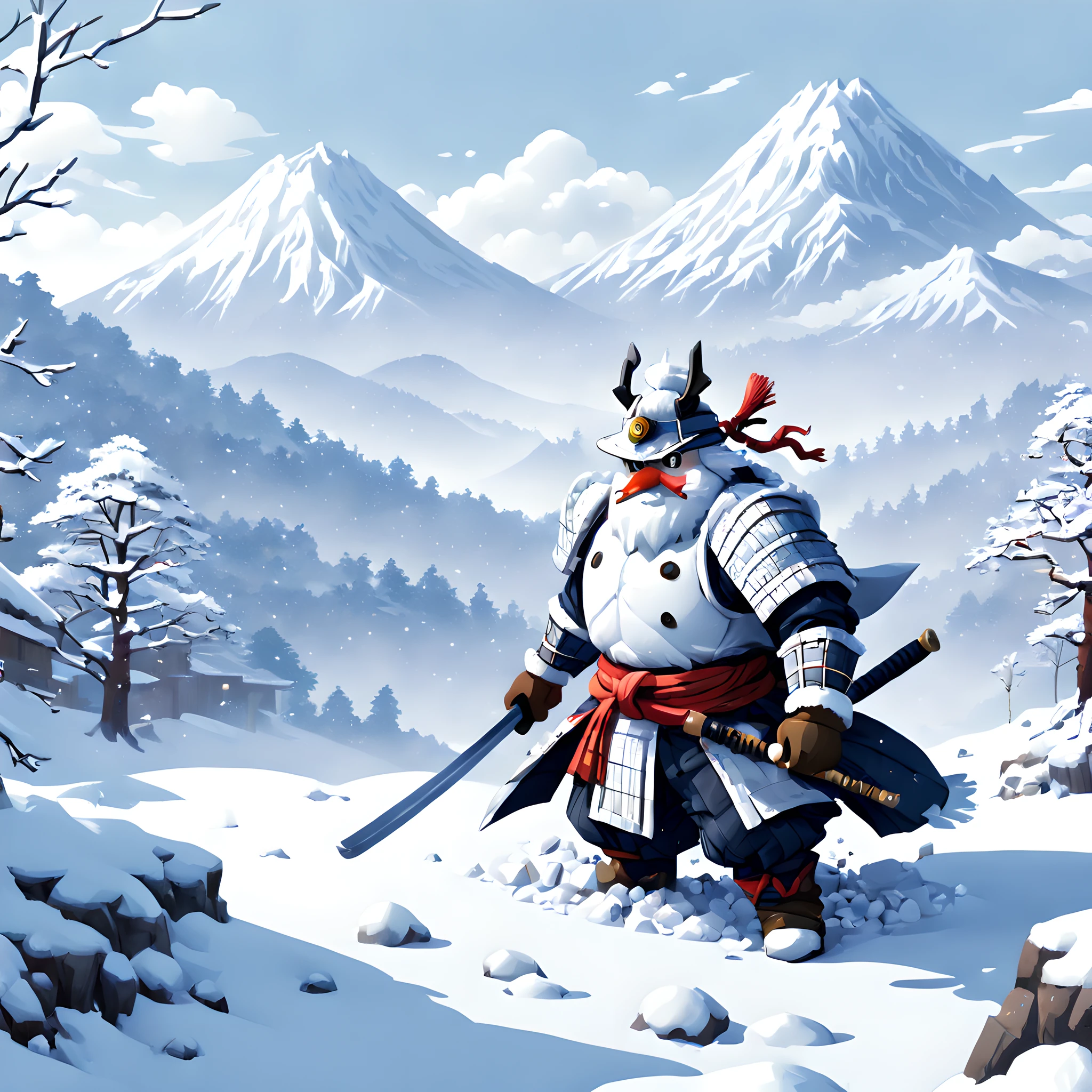 (Snowman:1.5),(Pixel art:1.5), (pixel theme:1.5), (fantasy:1.5), (Japanese game character:1.5), (Toshiro Mifune:1.5), (Japanese samurai:1.5), (General Winter:1.5),(snow:1.5), (snowy:1.5), (snow mountain:1.5),(white_out:1.5), (fantastic illustration:1.5),(dynamic:1.3), (absurderes:1.5),(ultra_detailed:1.5),(delicate:1.5),(Detail on facial expressions:1.5),(best quality:1.5),(masterpiece:1.5),