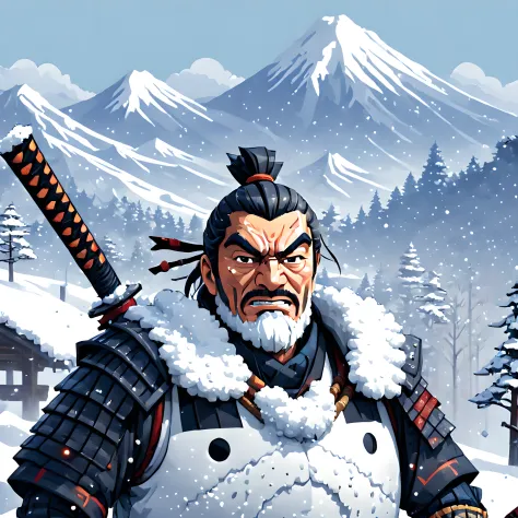 (snowman:1.5),(pixel art:1.5), (pixel theme:1.5), (fantasy:1.5), (japanese game character:1.5), (toshiro mifune:1.5), (japanese ...