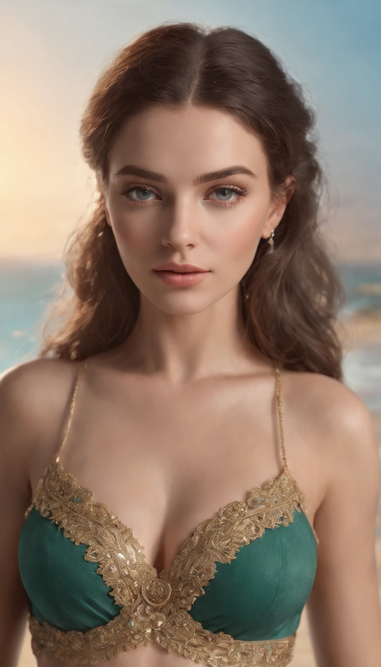 hyper realistic, ultra detailed photograph of a Egypt princess, natural  tits, dark hair, ((Jade ocean:1.25)) - SeaArt AI