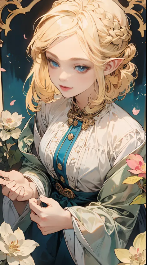 (masterpiece), best quality, ultra-detailed, illustration, detailed light, an extremely delicate and beautiful elf girl, deep bl...