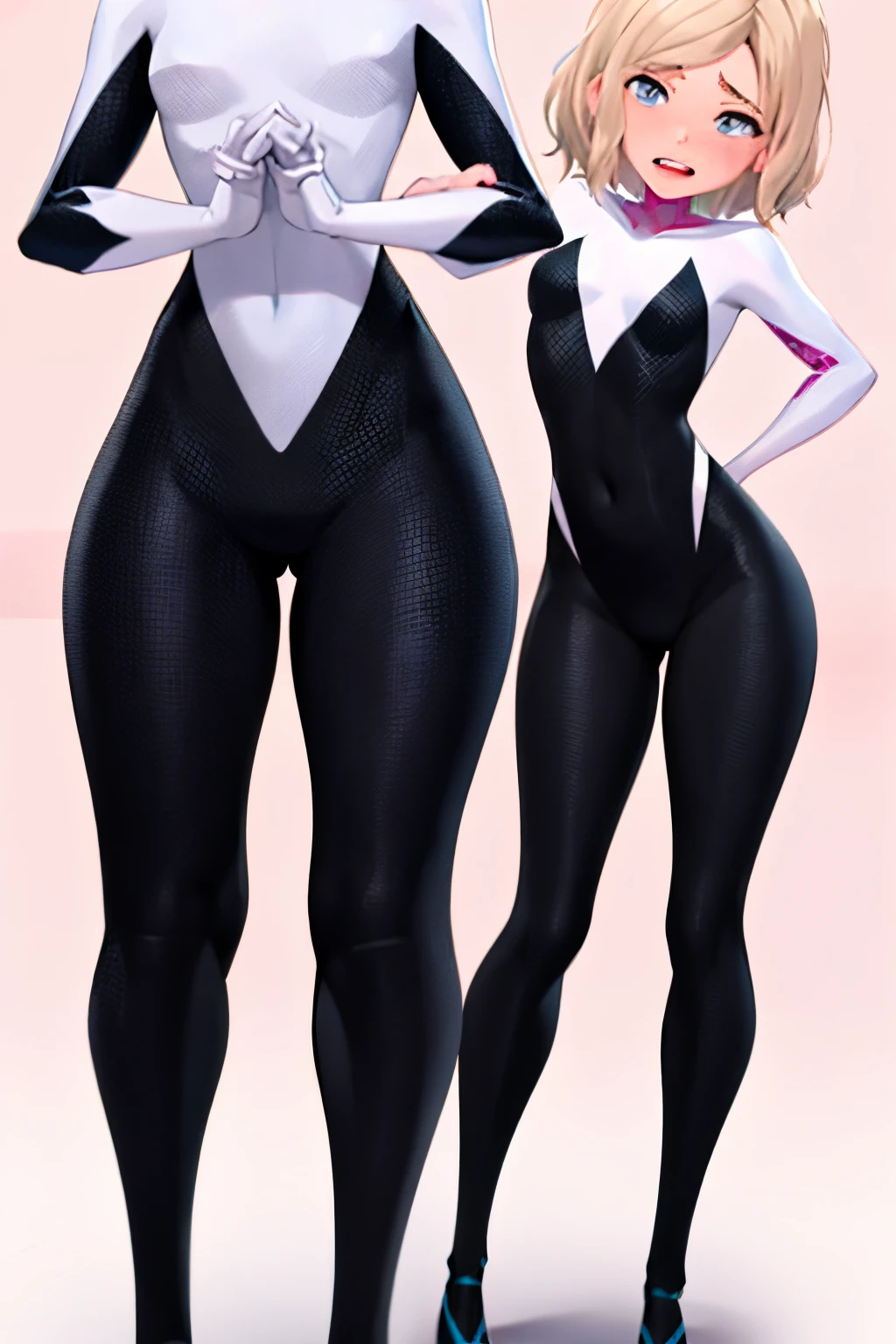 A cartoon picture of two women in black and white suits - SeaArt AI