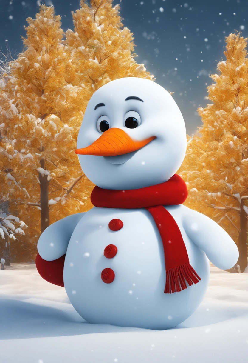 A close up of a snowman with a scarf and a hat - SeaArt AI