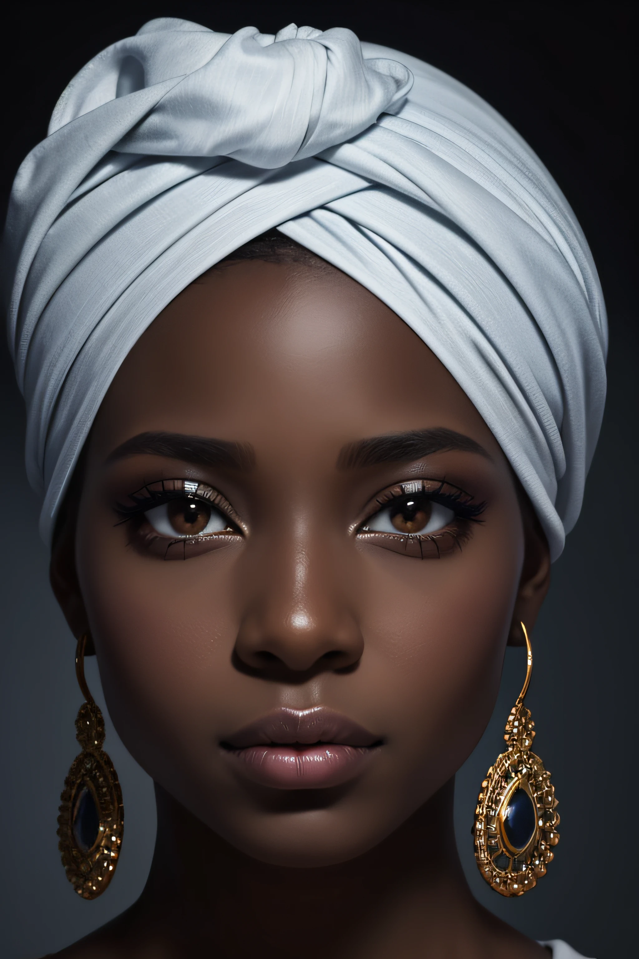 A woman with a turban and earrings on her head - SeaArt AI