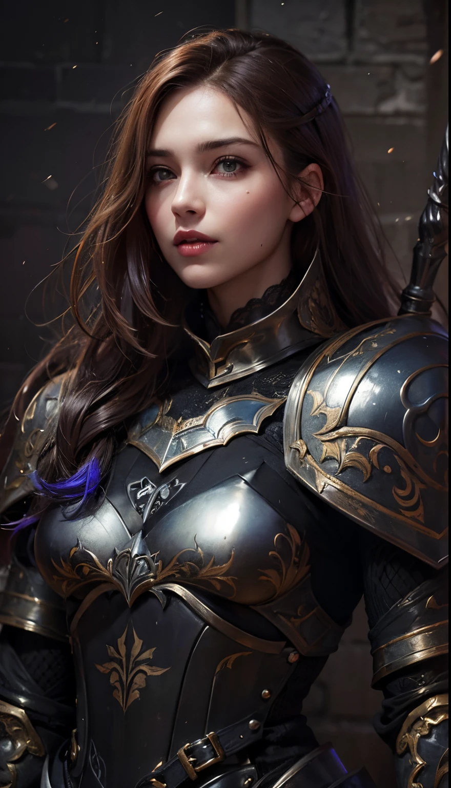 Beauty girl in darker full armor