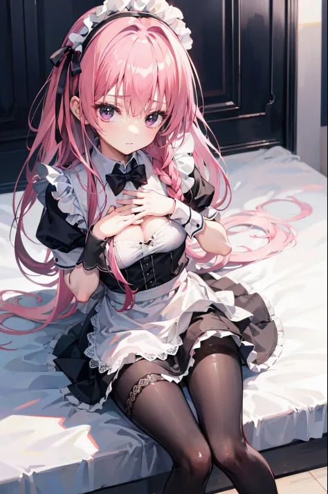 mitsukasa ayas，the maid outfit，lacepantyhose，boot，mitts，Touch your chest