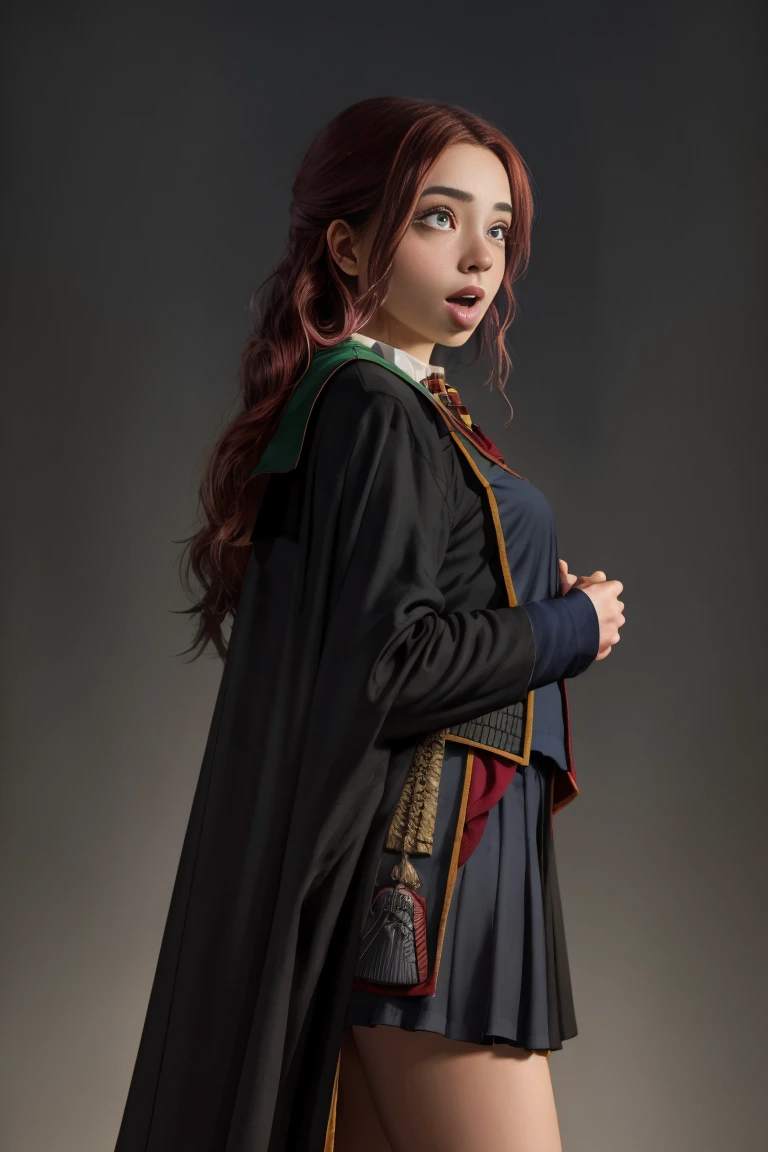 (plan très large:1.5), 1fille, (seulement:1.5), une belle photo de Ginny Weasley, ginwea1, porter un uniforme, chef-d&#39;œuvre, Photoréaliste, détaillé, 4k, HDR, backLumièreing, Lumière, Photo couleur brute, Peau douce, cheveux roux, détaillé face, yeux bleus, écharpe rayée, jupe courte plissée, Robe noire, médiéval, (Gryffondor:1.4), (Ahegao:1.5), (ahg1:.5), (Yeux roulants :1.5), porcs