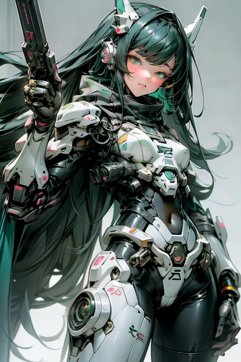there is a woman in a futuristic suit posing for a picture, girl in mecha cyber armor, cyberpunk anime girl mech, beutiful girl ...