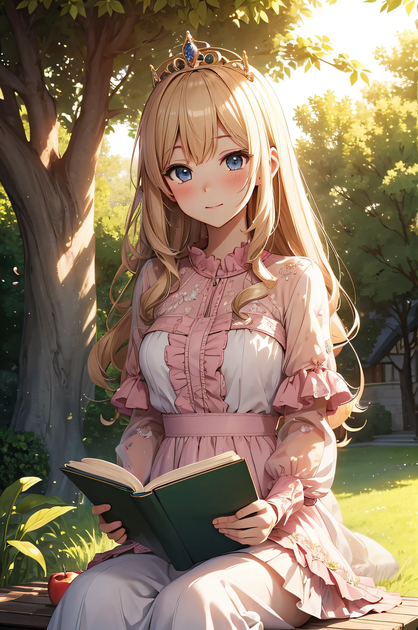 Anime girl sitting on a bench reading a book - SeaArt AI