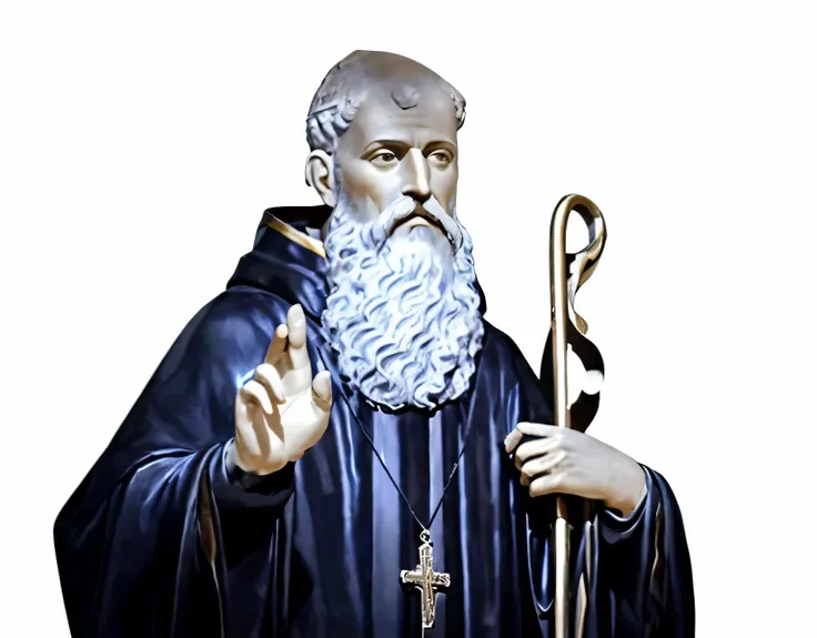 Create a realistic image similar to St. Benedict, a man with a white ...