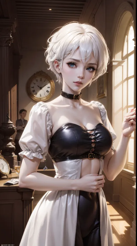 anime - style image of a woman with white hair and blue eyes, guweiz on pixiv artstation, guweiz on artstation pixiv, detailed d...
