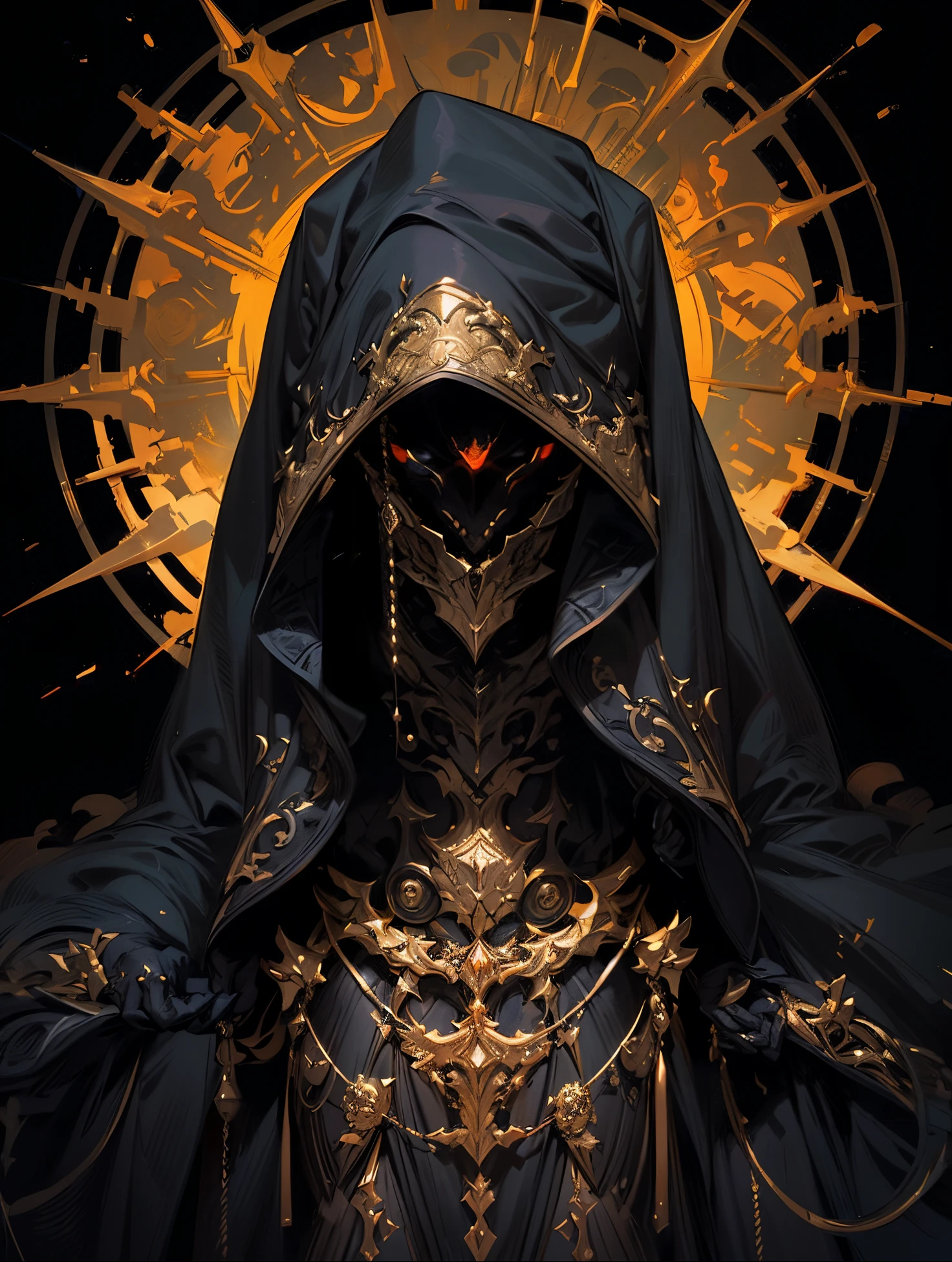 An epic and visually stunning digital artwork featuring a mid-30's masculine male with an elegant full helm and a flat masculine chest. The character is adorned in a heavy dieselpunk style with a heavy metal aesthetic, wearing eyeshadow for added intrigue. The image showcases the beauty and elegance of the character, who is wearing mechanical armor plating. The character has bright piercing orange eyes that stand out against their pure white armor plating. The armor is gorgeously engraved and resembles an armored trench coat. The character also possesses androgynous features, with mechanical muscled arms adding to their unique appearance.