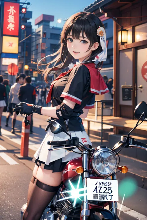 Japan schoolgirl riding motorcycle,a miniskirt、Beautie、Beautie、lolicon hentai、Beautiful panties、beautiful thigh、beautiful  Girl、...