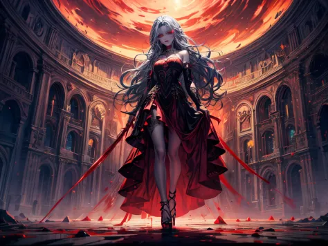 fantasy art, RPG art, photograph, RAW, (Ultra detailed: 1.5), Best Detailed, picture of a female vampire standing in St. Peter i...