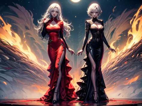 Fantasyart, The art of role-playing, photore, raw, (ultra - detailed: 1.5), It&#39;s better to be more detailed, Photo of female vampire standing in the Holy City. Peter in the Vatican, Exquisite and beautiful female vampire, Full body lesbian, (best detai...