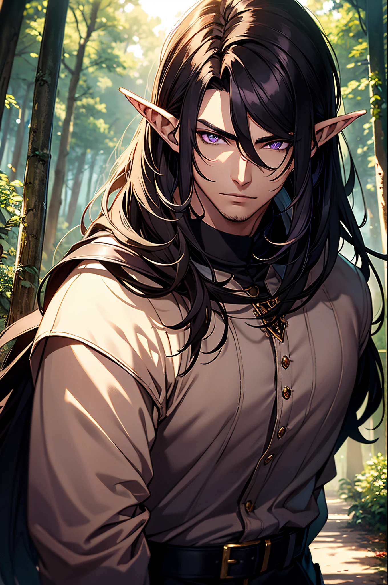 Anime - style image of a male elf in a forest - SeaArt AI