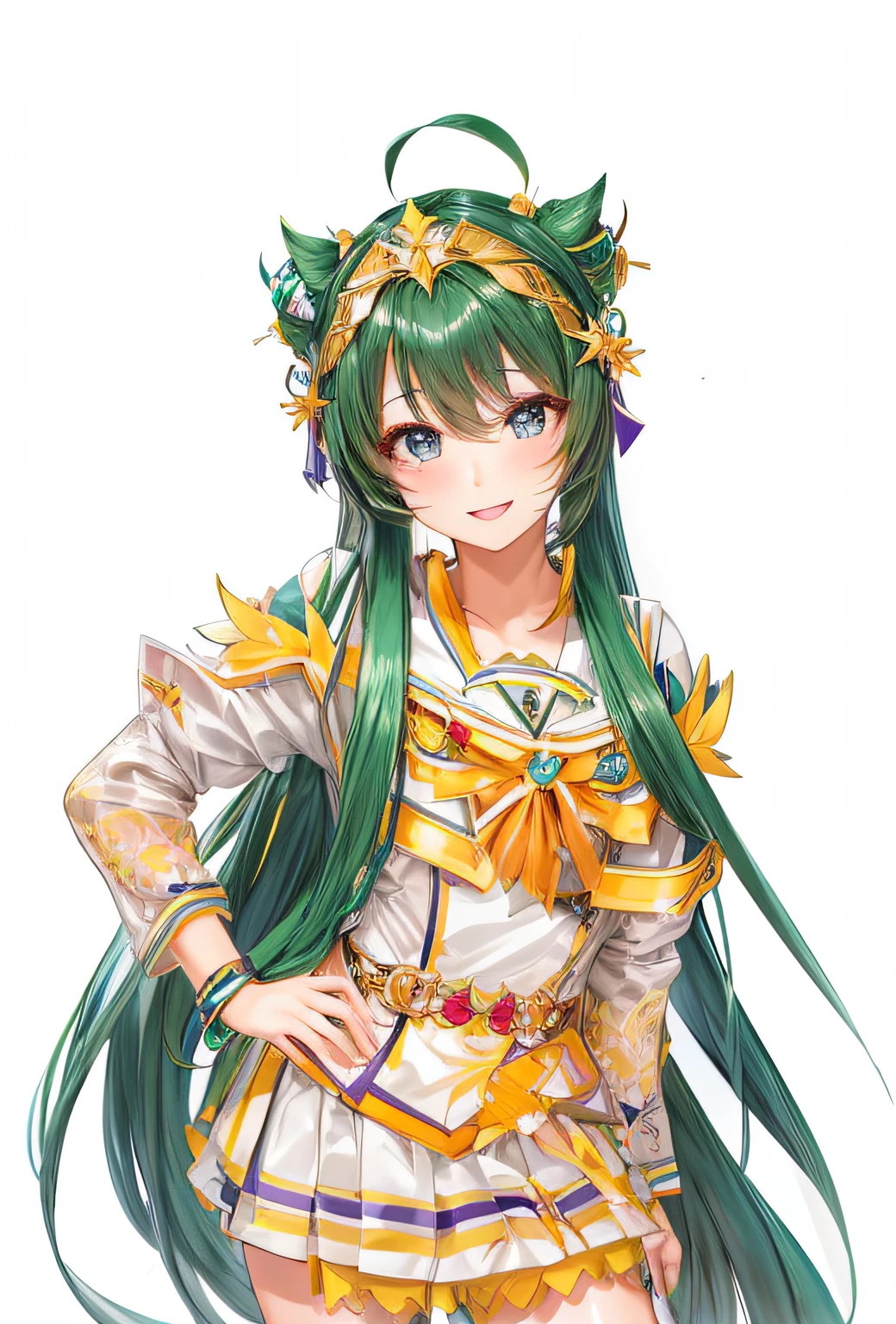 A close up of a person with long green hair and a dress - SeaArt AI