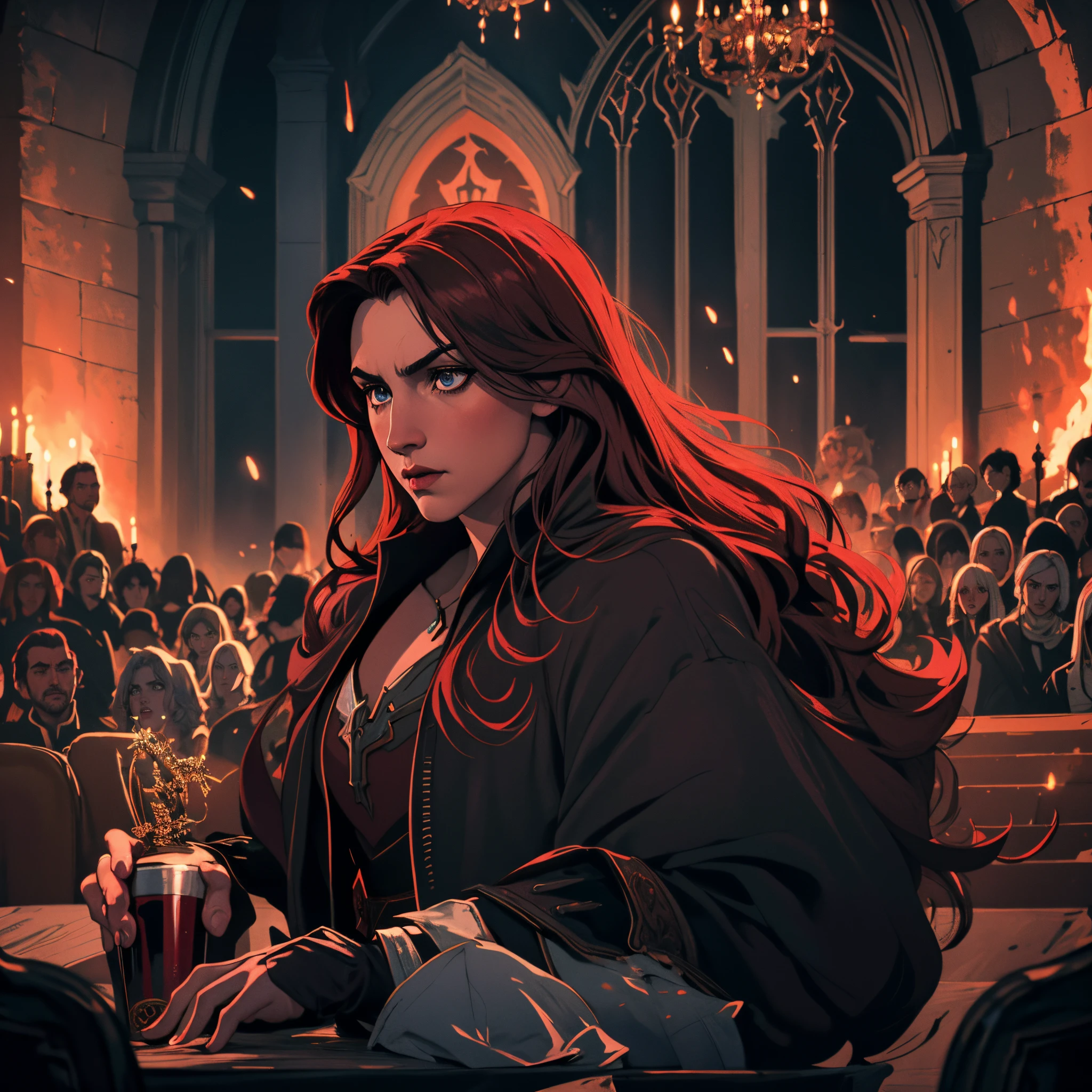 Castlevania Señor de la&#39;sombra hiperrealista súper detallada escenas cinemáticas de demonios en el fuego ardiente súper detalladas escenas cinemáticas de guerra