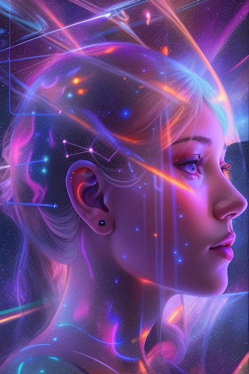 （exposición múltiple：1.8），estilo dubrec，Avatar digital holográfico virtual de niña，Magnífico cielo estrellado futurista imagen en primer plano，cielo estrellado psicodélico，en el espacio，Ilustraciones complejas en estilo artístico surrealista.，Sueños surrealistas，Conviértete en un holograma virtual invisible，Transparent person avatar，Imagen digital holográfica virtual，arte surrealista, 4K surrealism, Retrato surrealista, hermoso retrato surrealista, Arte digital hiperrealista, arte surrealista y fantástico, Arte digital hiperrealista, retrato surrealista, arte surrealista, Arte surrealista emocional, surrealismo de fantasía, 8k surrealism, Surreal conceptual art